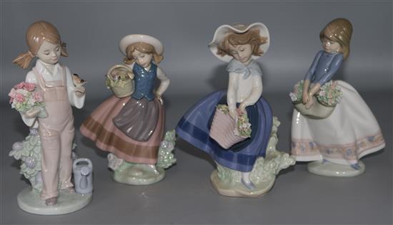 A group of four Lladro Flowers girls